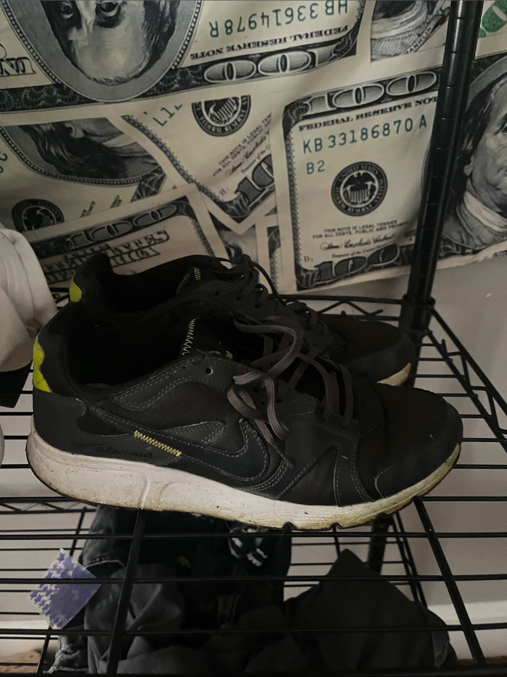 Nike Black Athletic Sneakers with Yellow Highlights